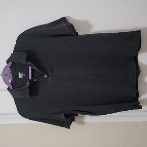 LANDS END Men's Short Sleeve Charcoal Polo Size Medium